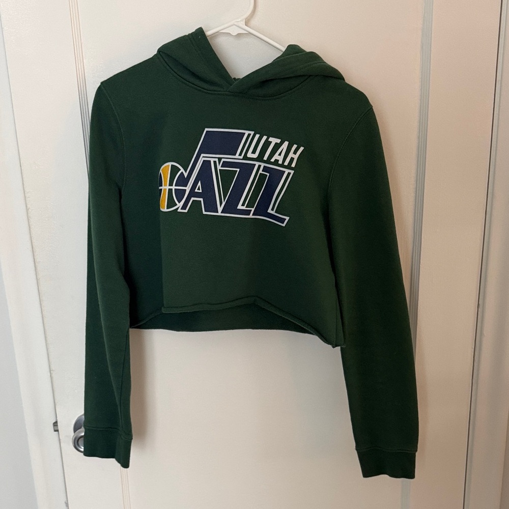 Utah Jazz Green Cropped Hoodie